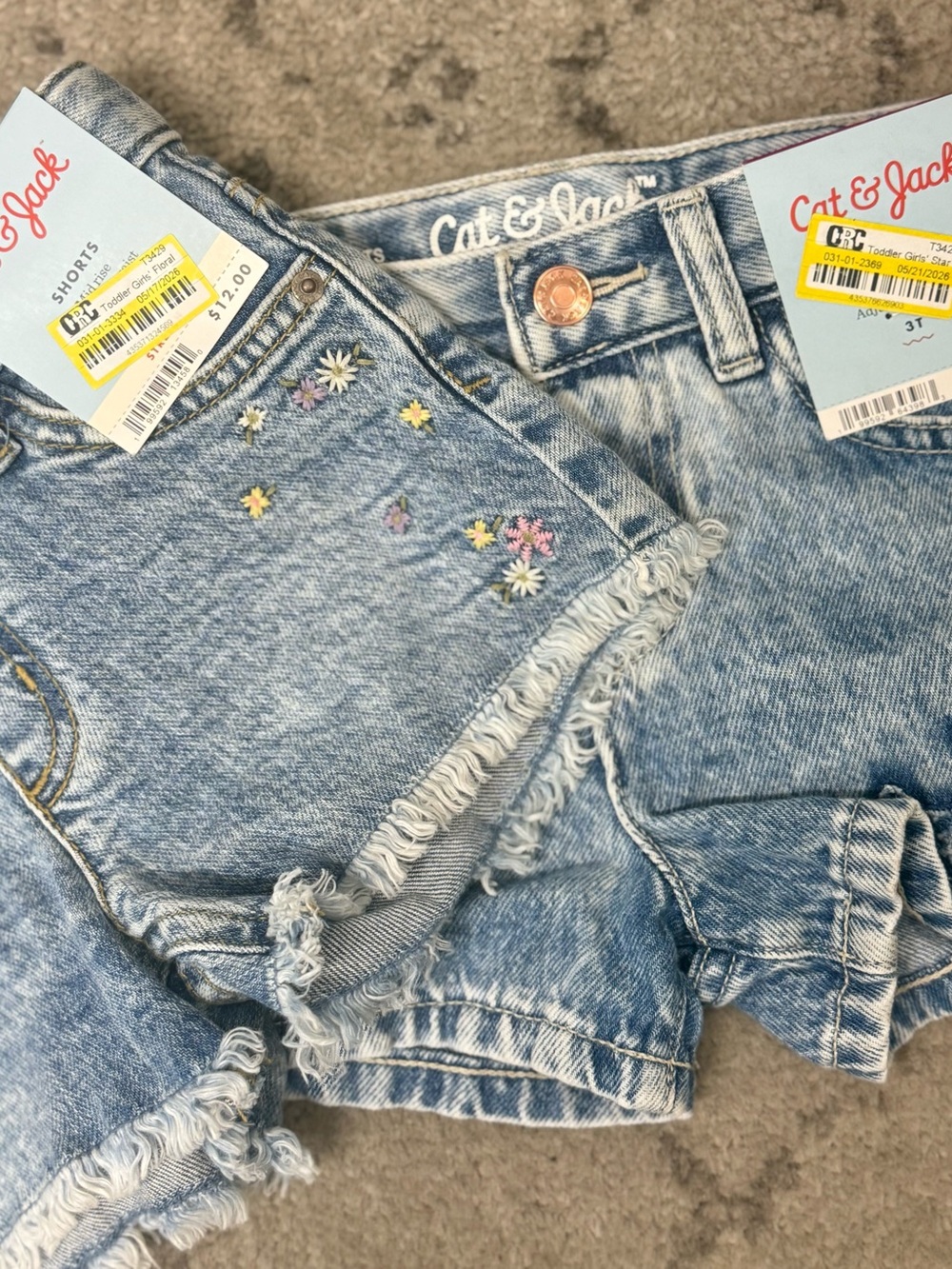 NWT Cat & Jack Light Wash Denim Shorts Lot of 2